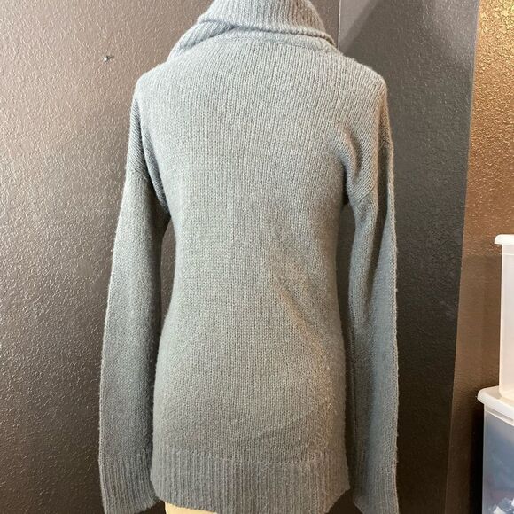 NEW Scotland super soft cashmere silk Grey Turtle cowl neck tunic sweater - Picture 4 of 5